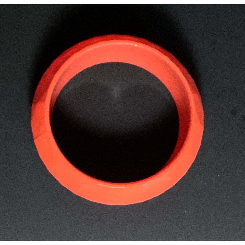 Vintage 1980s Chunky Faceted Orange Lucite Bangle Bracelet Opaque - Picture 7 of 7